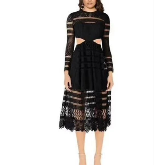 ASILIO, EXCELLENT black midi dress by SZ 6 - Picture 5 of 14